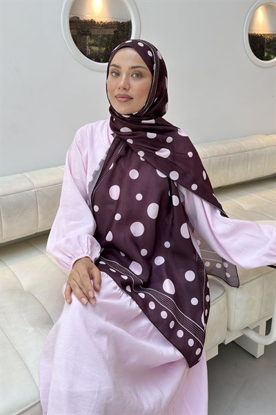 Puantiye Desen Soft Şal Koyu Bordo