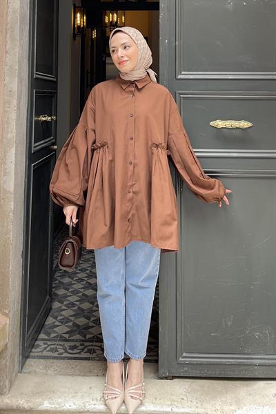 Lopez Balon Kol Tunik Acı Kahverengi