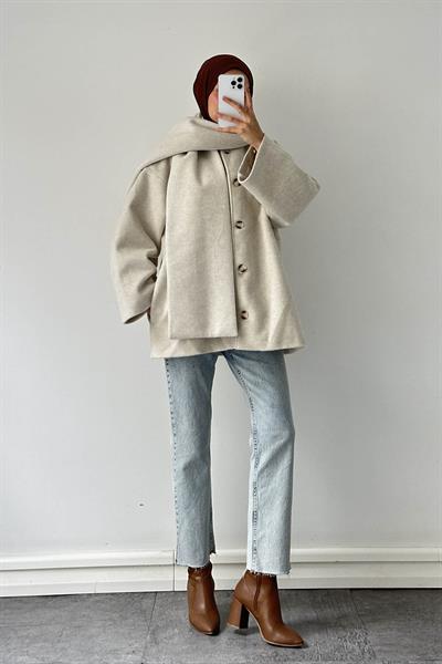 Şal Yaka Kaşe Kaban Taş