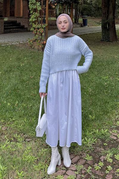 Crop Triko Kazak Bebe Mavisi