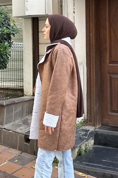 Süet Garnili Mont Acı Kahverengi