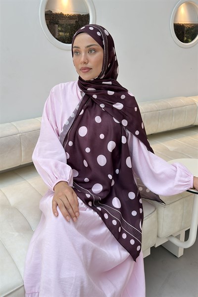 Puantiye Desen Soft Şal Koyu Bordo