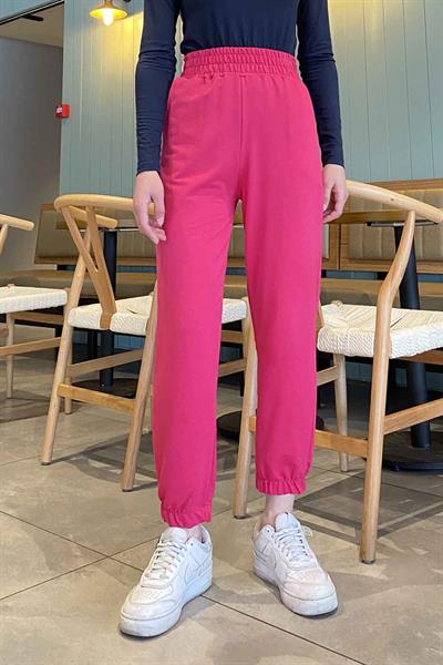 Düz Jogger Eşofman Fuşya