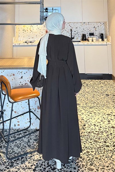 Nora Bağcıklı Tesettür Elbise Acı Kahverengi