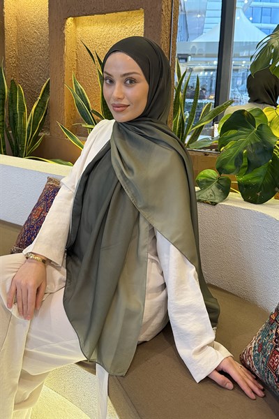 Degrade Desen Soft Şal Haki