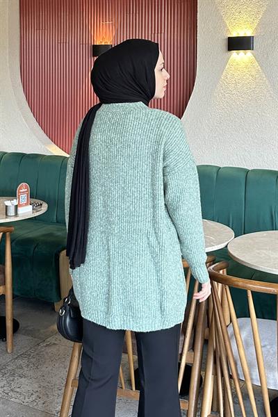 Uzun Hırka Mint Yeşili