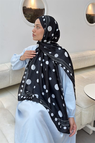 Puantiye Desen Soft Şal Siyah