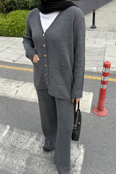 Cepli Hırkalı Takım Gri