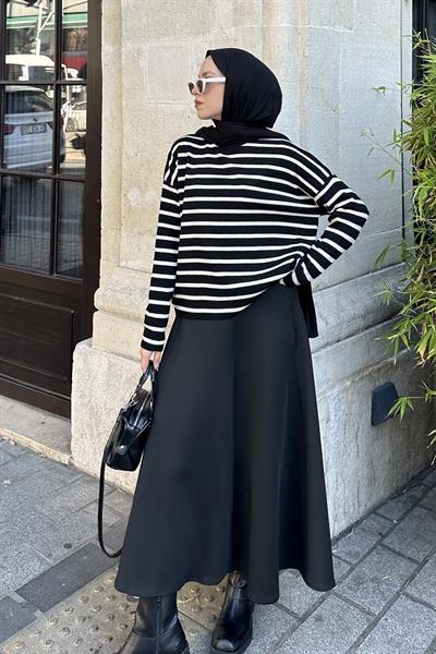 Çizgili BalIkçı Kazak Siyah