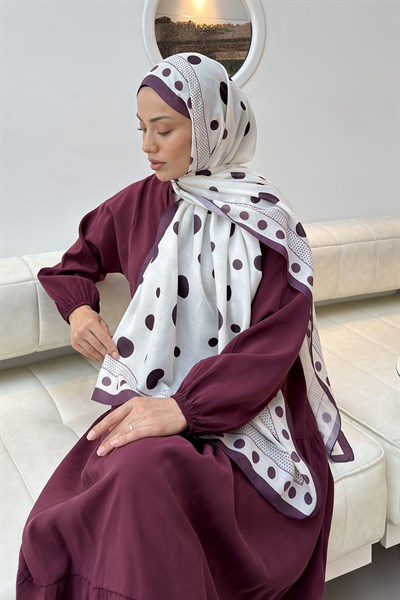 Puantiye Desen Soft Şal Mürdüm