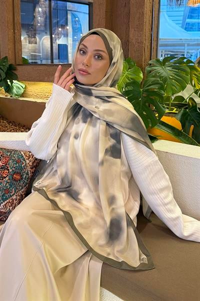 Batik Desen Soft Şal Asker Yeşili