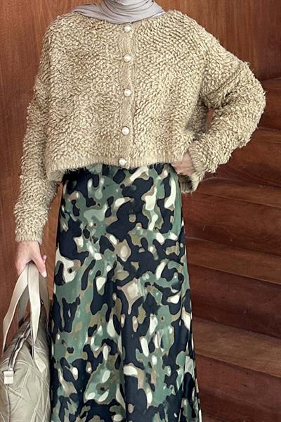 Yumoş Havlu Desen Hırka Sütlü Kahve