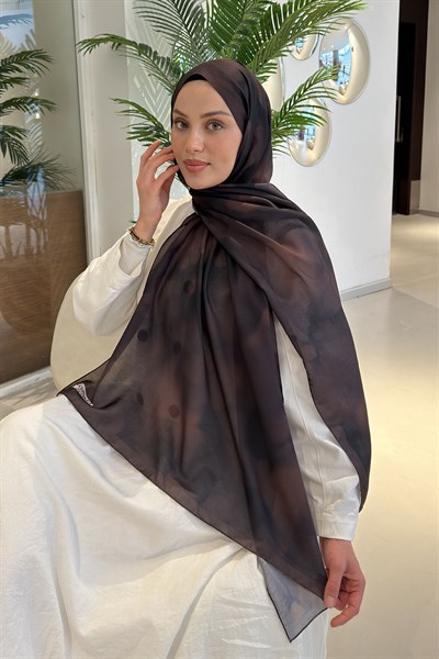 Batik Desen Soft Şal Acı Kahverengi