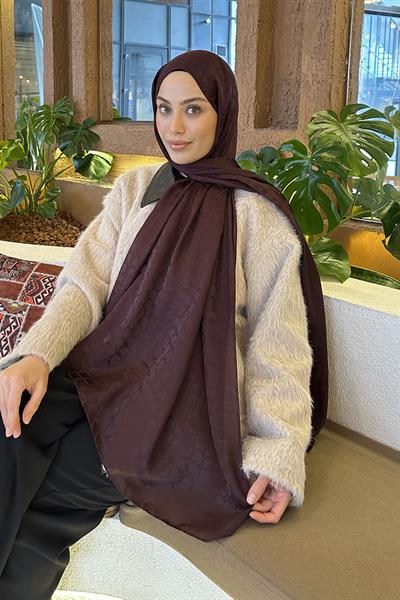 Bloom Desen Ayrobin Floş Jakar Şal Koyu Bordo