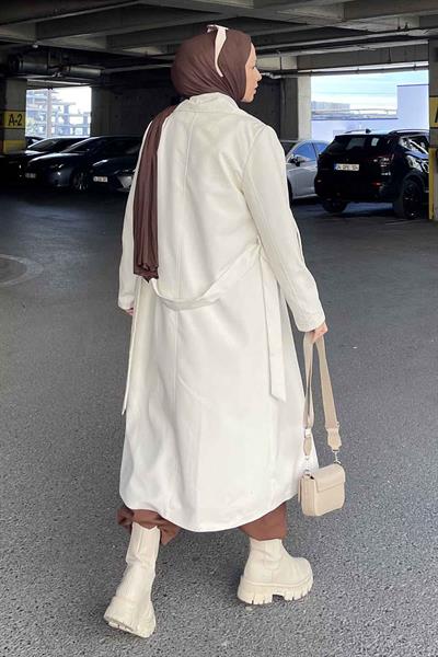 Pelican Ön Düğmeli Trençkot Krem