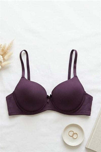 Destekli Kurdela Detay Sütyen Mor