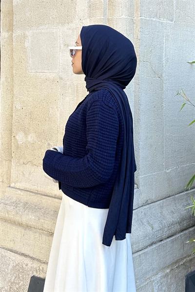 Düğmeli Triko Hırka Lacivert