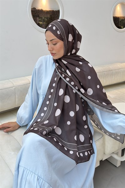 Puantiye Desen Soft Şal Acı Kahverengi