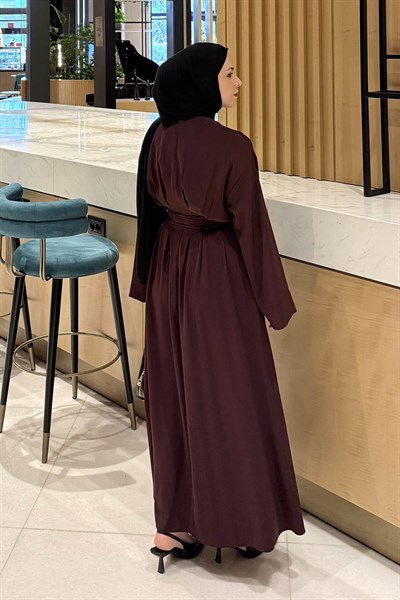 Nora Bağcıklı Tesettür Elbise Mürdüm