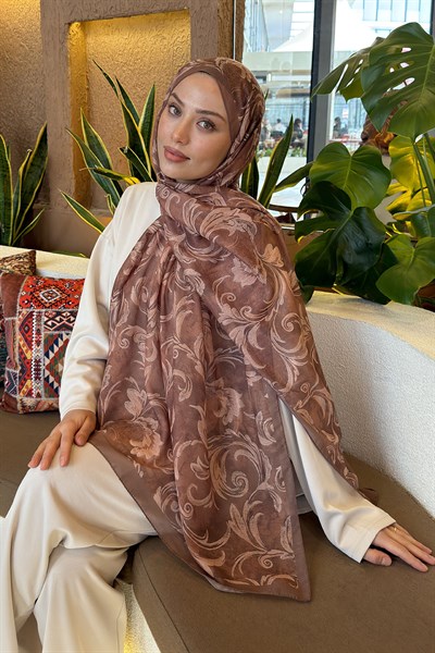 Etnik Desen Ferah Şal Sütlü Kahve
