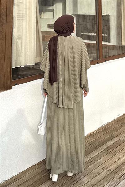 Balıksırtı Kemerli Elbise Haki