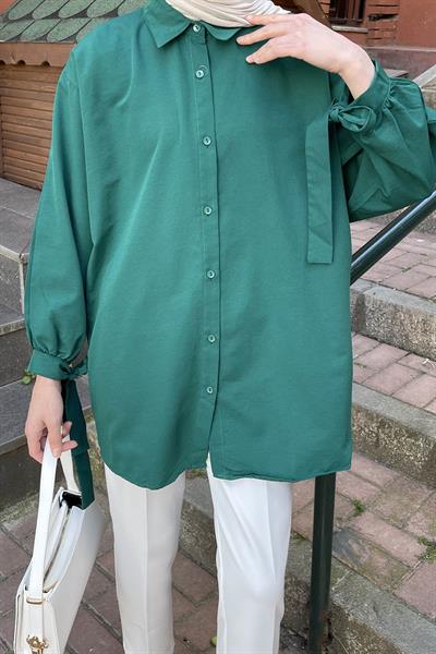 Kol Detaylı Gömlek 
Oversize Gömlek Zümrüt Yeşili