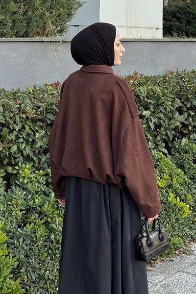 Omuz Apoletli Süet Ceket Acı Kahverengi