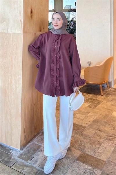 Flores Fırfırlı Tunik Mürdüm