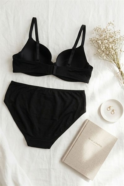 Penye Destekli Sütyen Takım Siyah