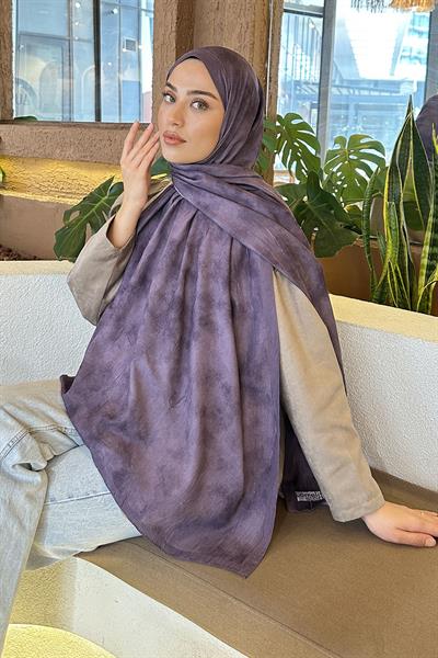 Bulut Desen Bambu Şal Eflatun