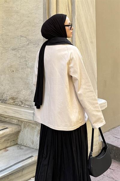 Yaka Detaylı Parka Taş