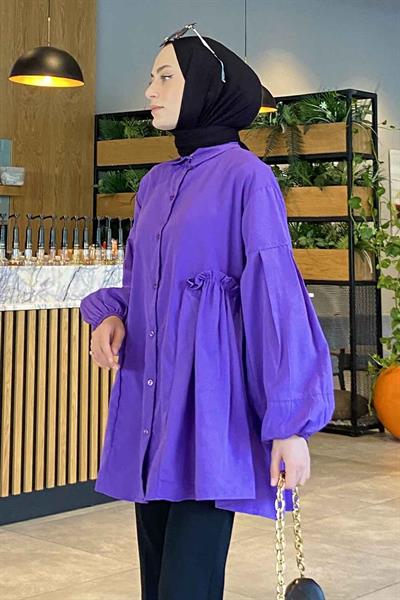Lopez Balon Kol Tunik Mor