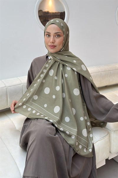 Puantiye Desen Soft Şal Haki