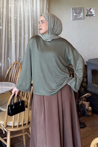 Kol Armalı Sweatshirt Haki