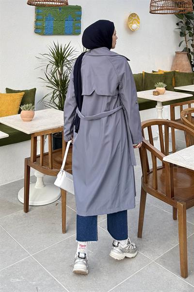 Kolu Katlamalı Trenç Antrasit