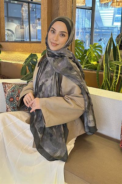 Gül Desen Bambu Şal Haki