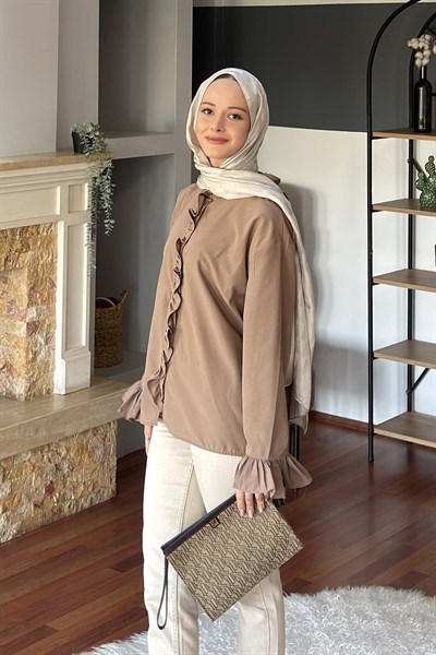 Fırfırlı Gömlek Soft Kahve