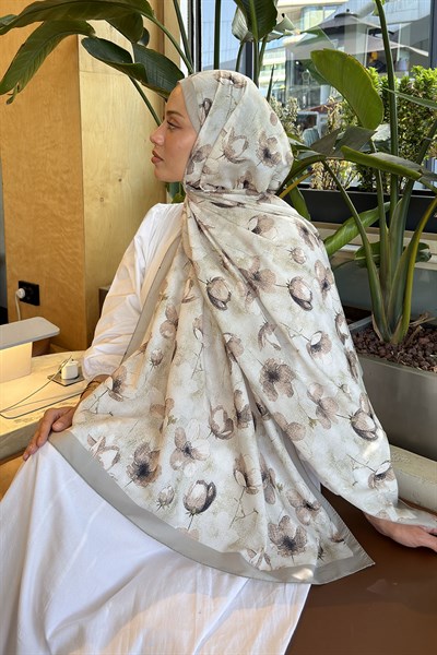 Çiçek Desen Lara Soft Şal Mint Yeşili