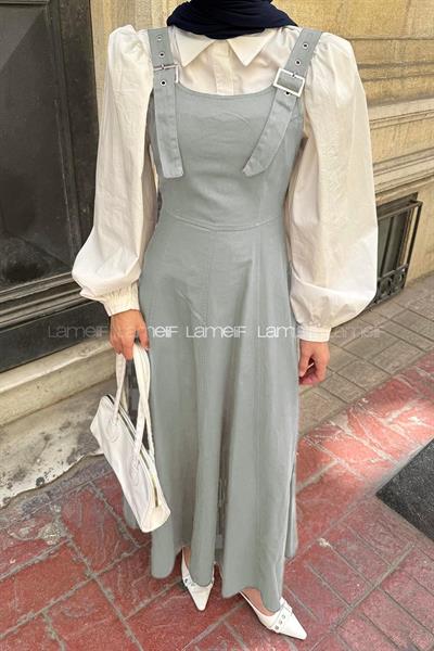 Askılı Gabardin Tesettür Jile Çağla Yeşili