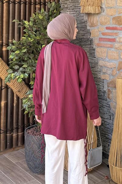 Oversize Gömlek Bordo