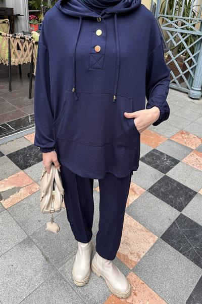 Kapüşonlu İkili Takım Lacivert