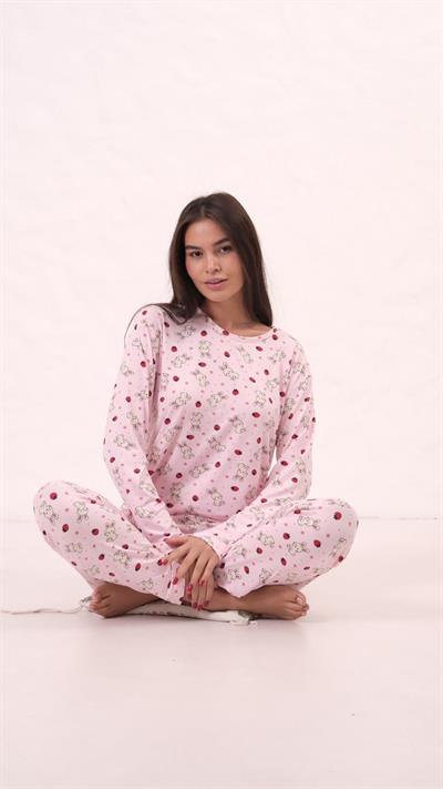 Desenli Pijama Takımı Beyaz