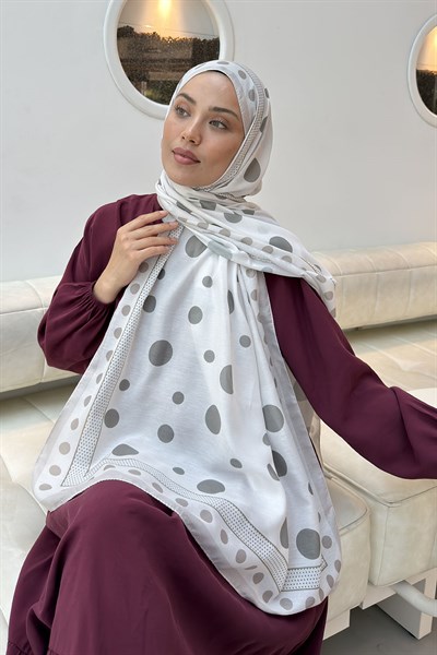 Puantiye Desen Soft Şal Taş