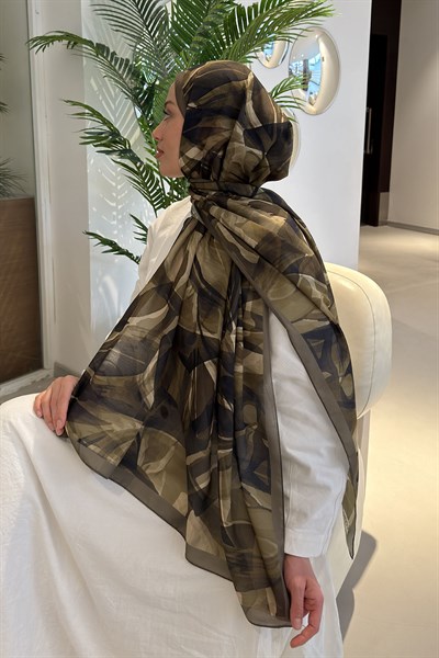 Brush Desen Soft Şal Asker Yeşili