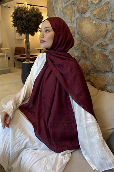 Etnik Desen Ayrobin Floş Jakar Şal Bordo
