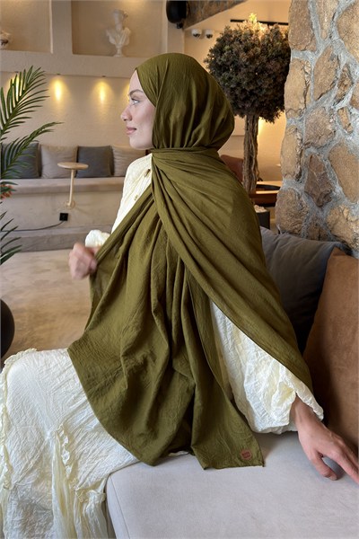 Organic Premium Şal Asker Yeşili