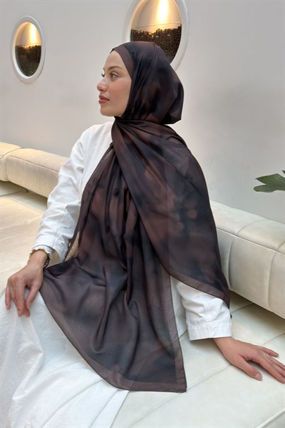 Batik Desen Soft Şal Koyu Kahve