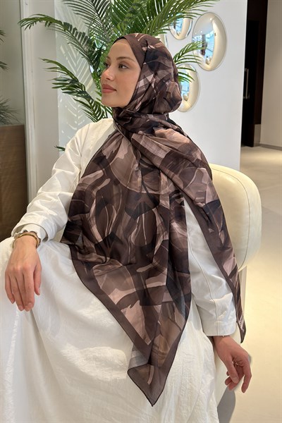 Brush Desen Soft Şal Kahverengi