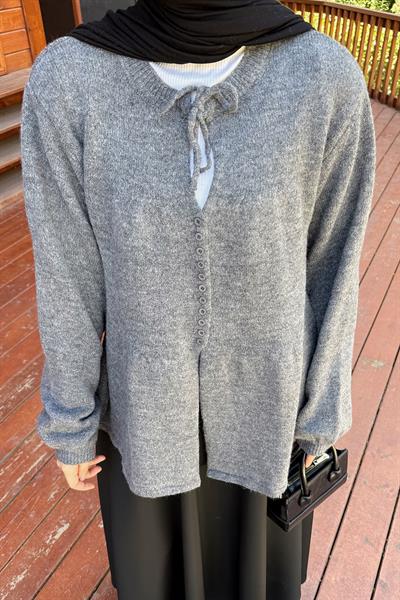 Yaka Bağlama Detaylı Kazak Antrasit