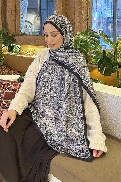 Retro Desen Soft Şal Siyah